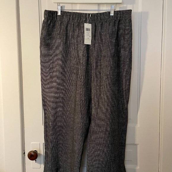 Eileen Fisher - wide leg pants - crop -70 Linen 30 Tencel  black+White XL - Picture 5 of 5